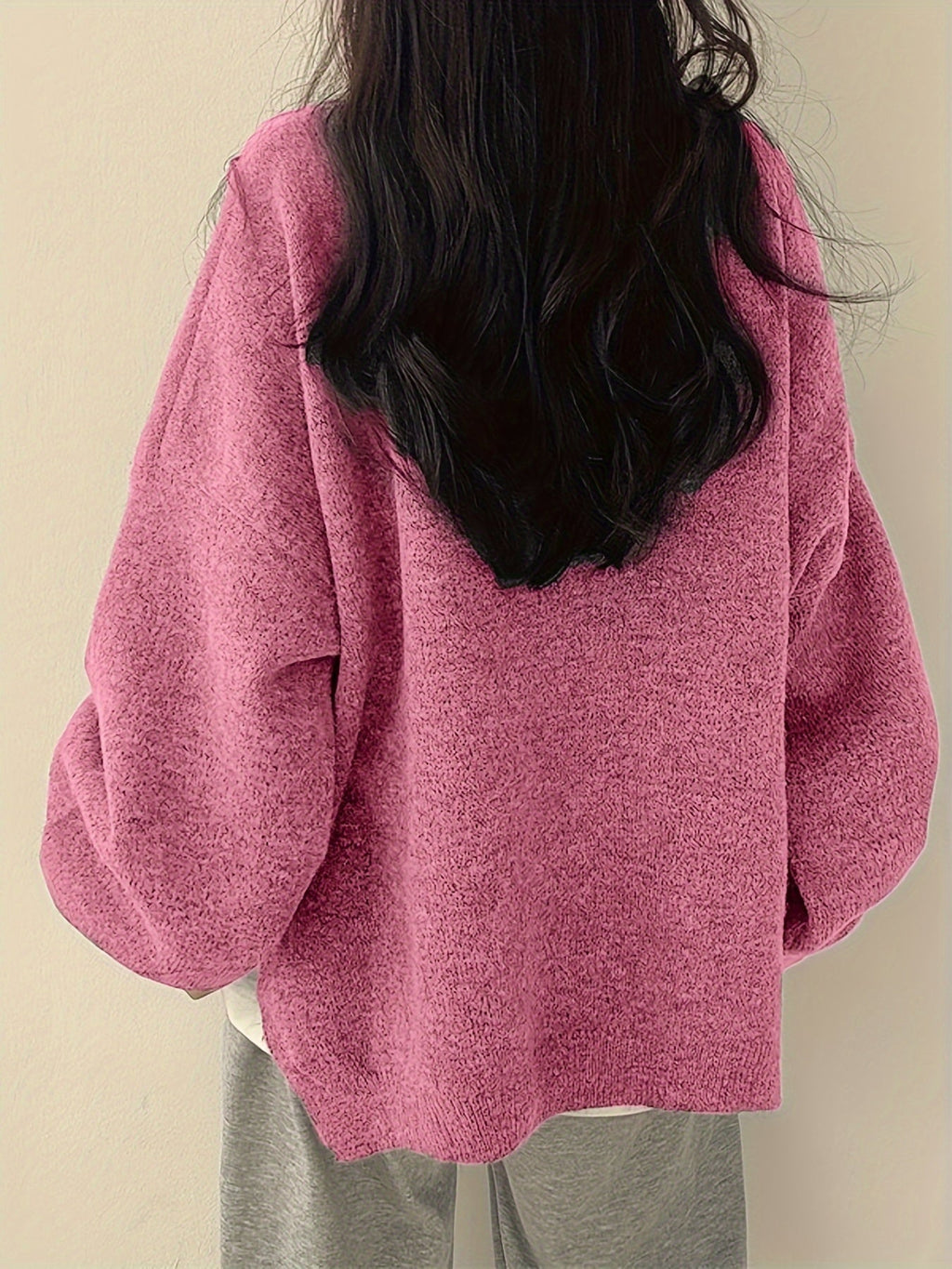 Women's Roomy Warm Crew Neckline Chunky Pullover