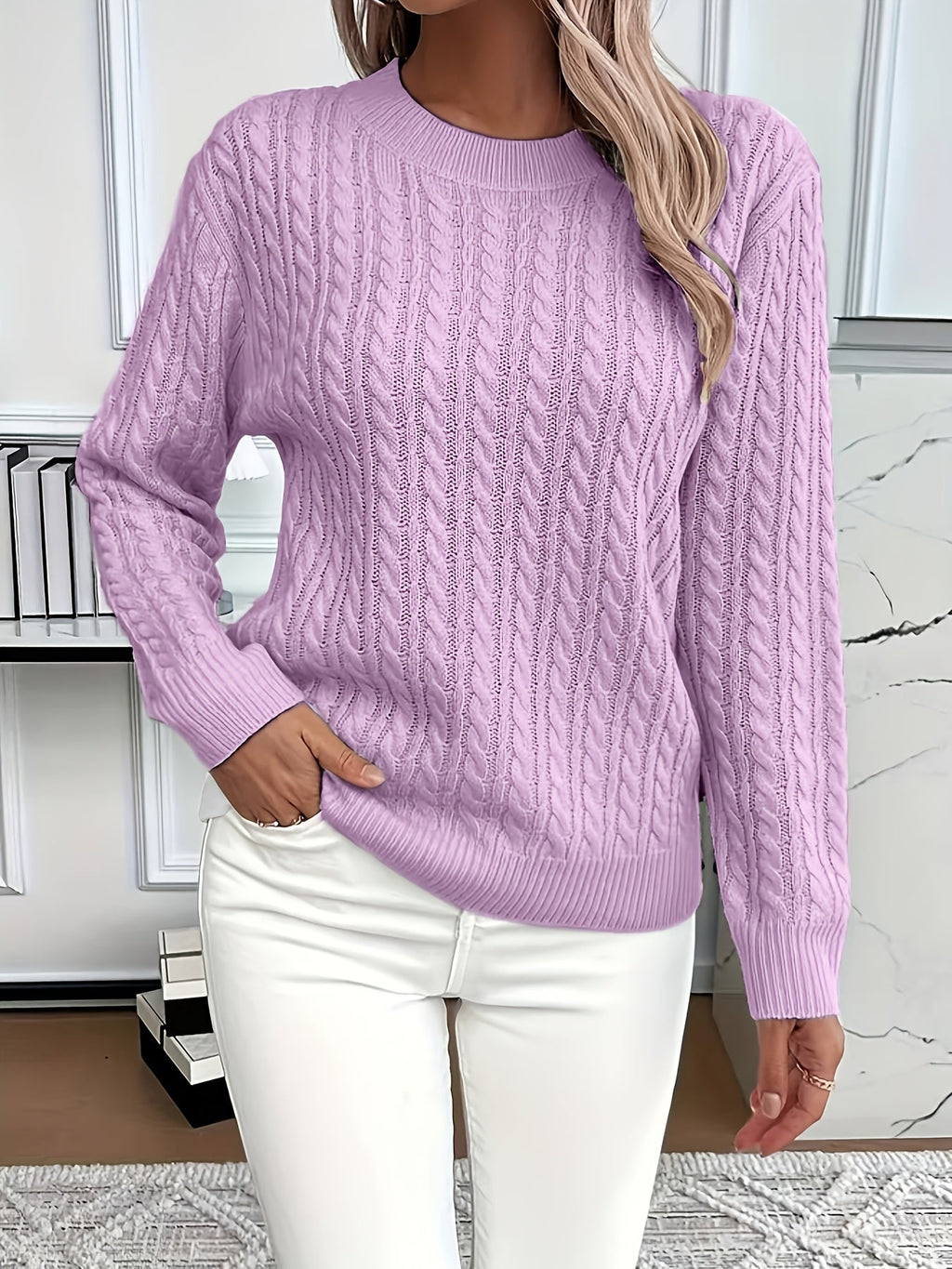 Women's Easy-Fit Classic Cable Sweater