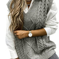 Women's Layering Knit Vest with Cable Pattern