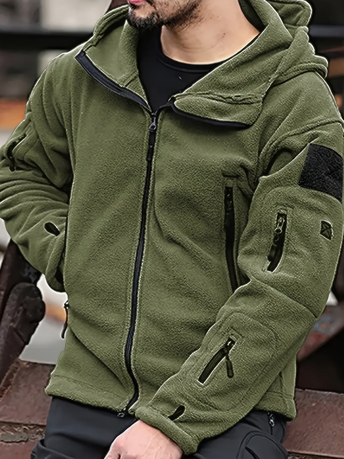 Men's Tough Insulated Hooded Jacket with Zip Pockets
