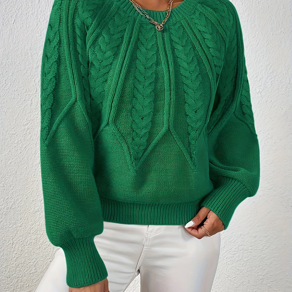 Women's Classic Cable Pattern Sweater with Full Sleeves