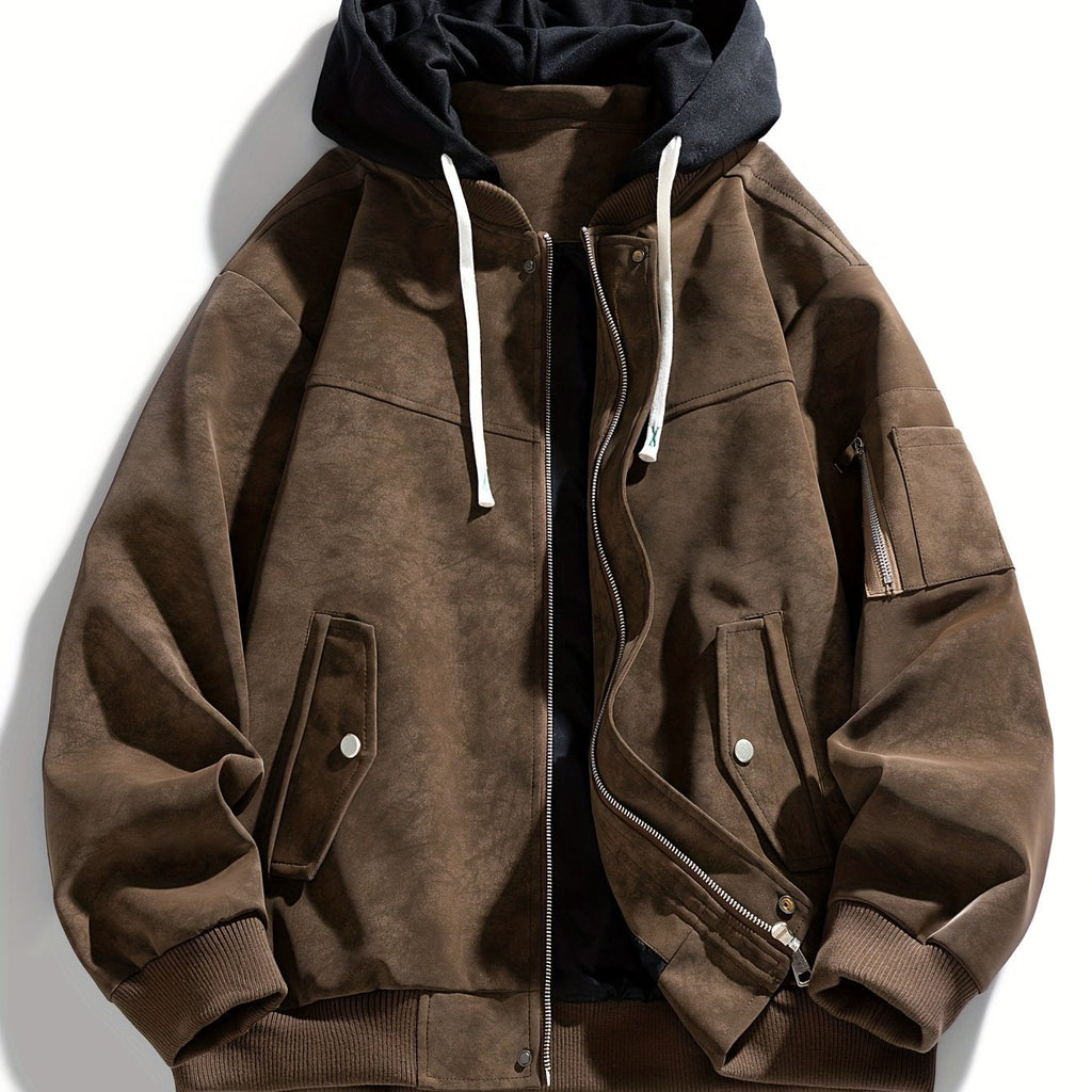 Men's Easy Fit Hoodie Style Zip Jacket with Pocket