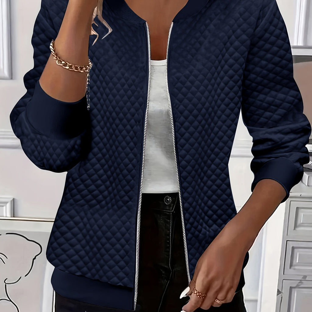 Women's Soft Quilted Coat with Varsity-Style Collar