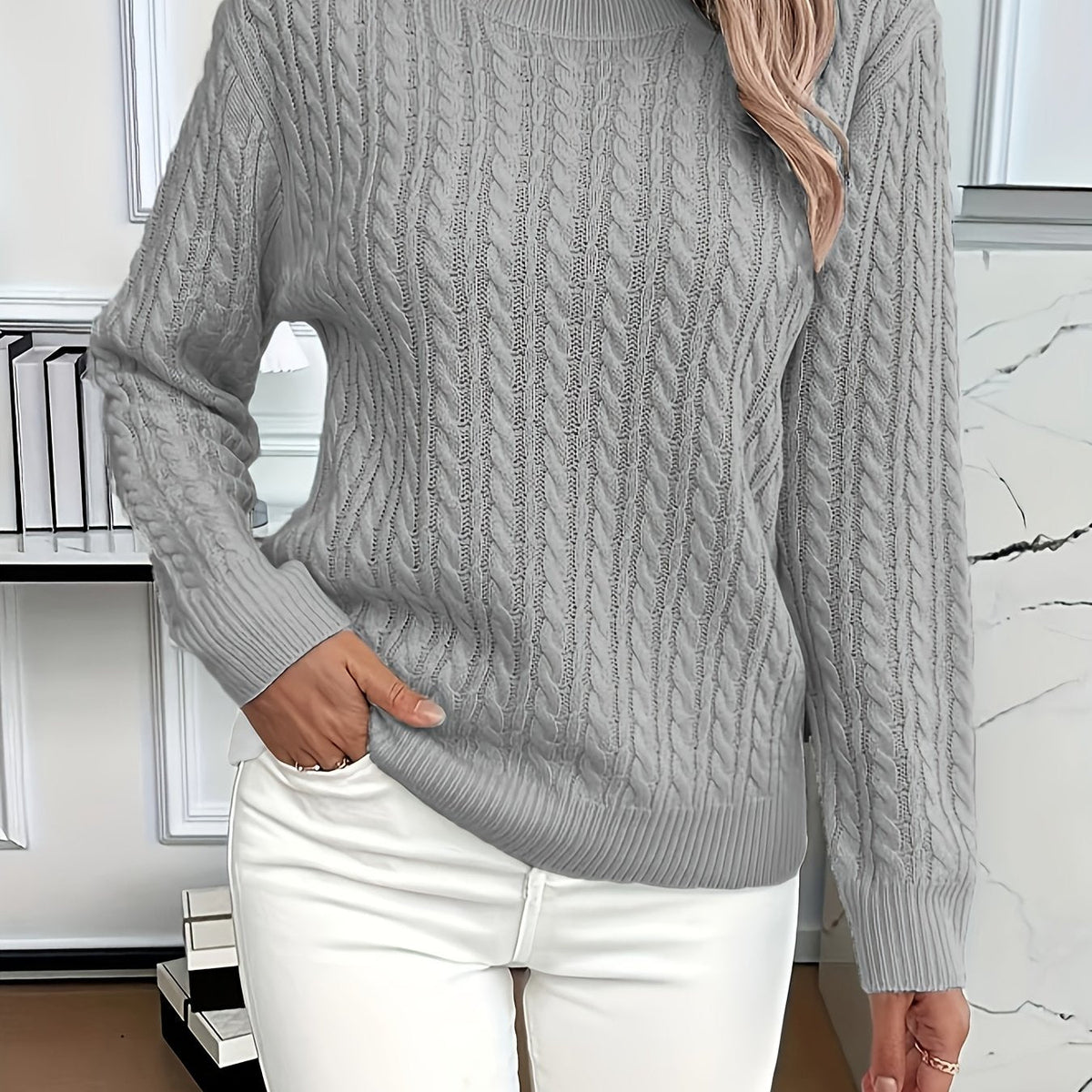 Women's Easy-Fit Classic Cable Sweater