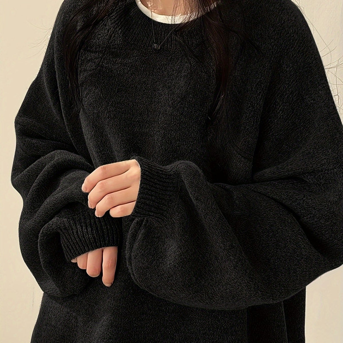 Women's Roomy Warm Crew Neckline Chunky Pullover