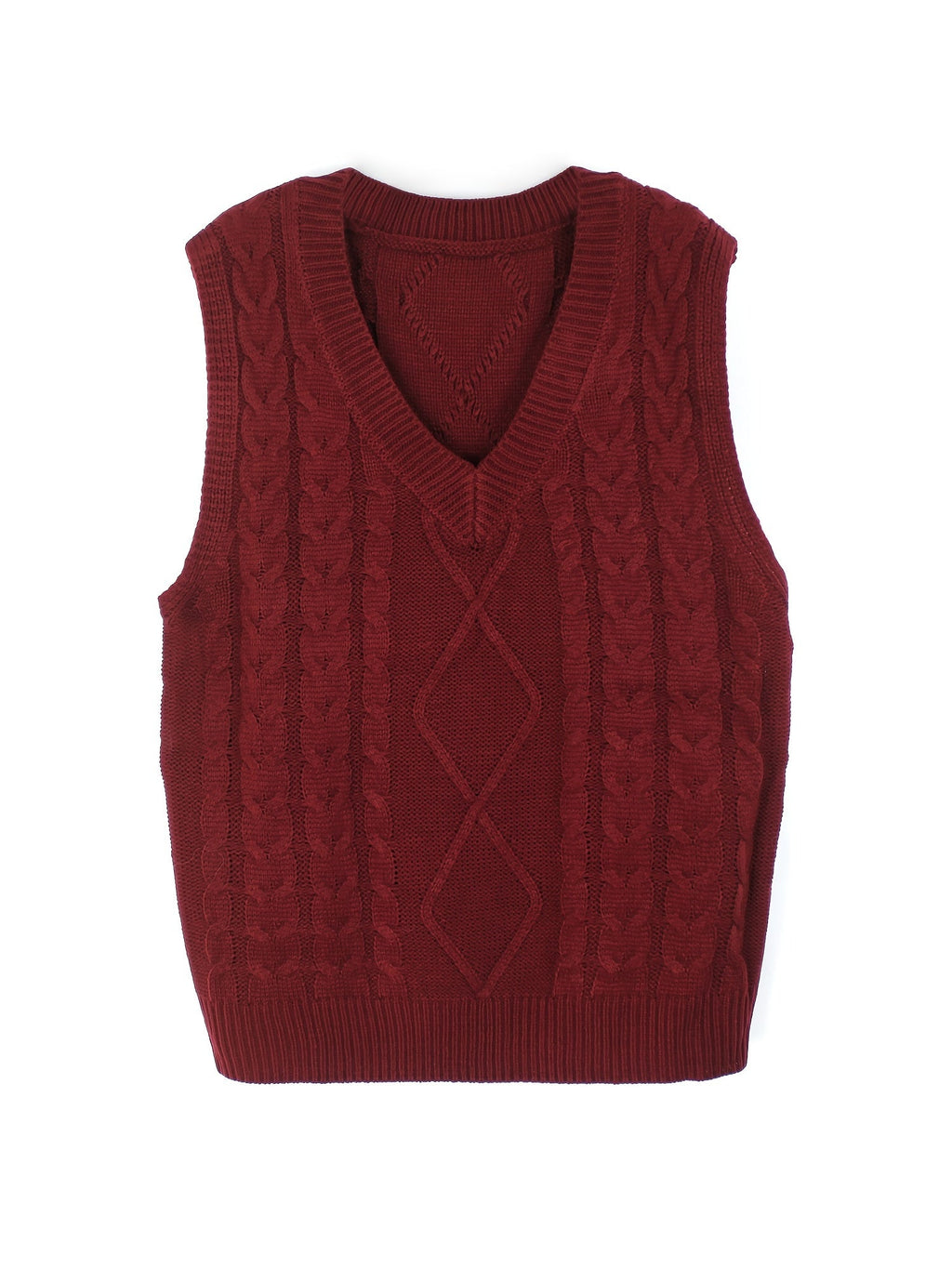 Women's Layering Knit Vest with Cable Pattern