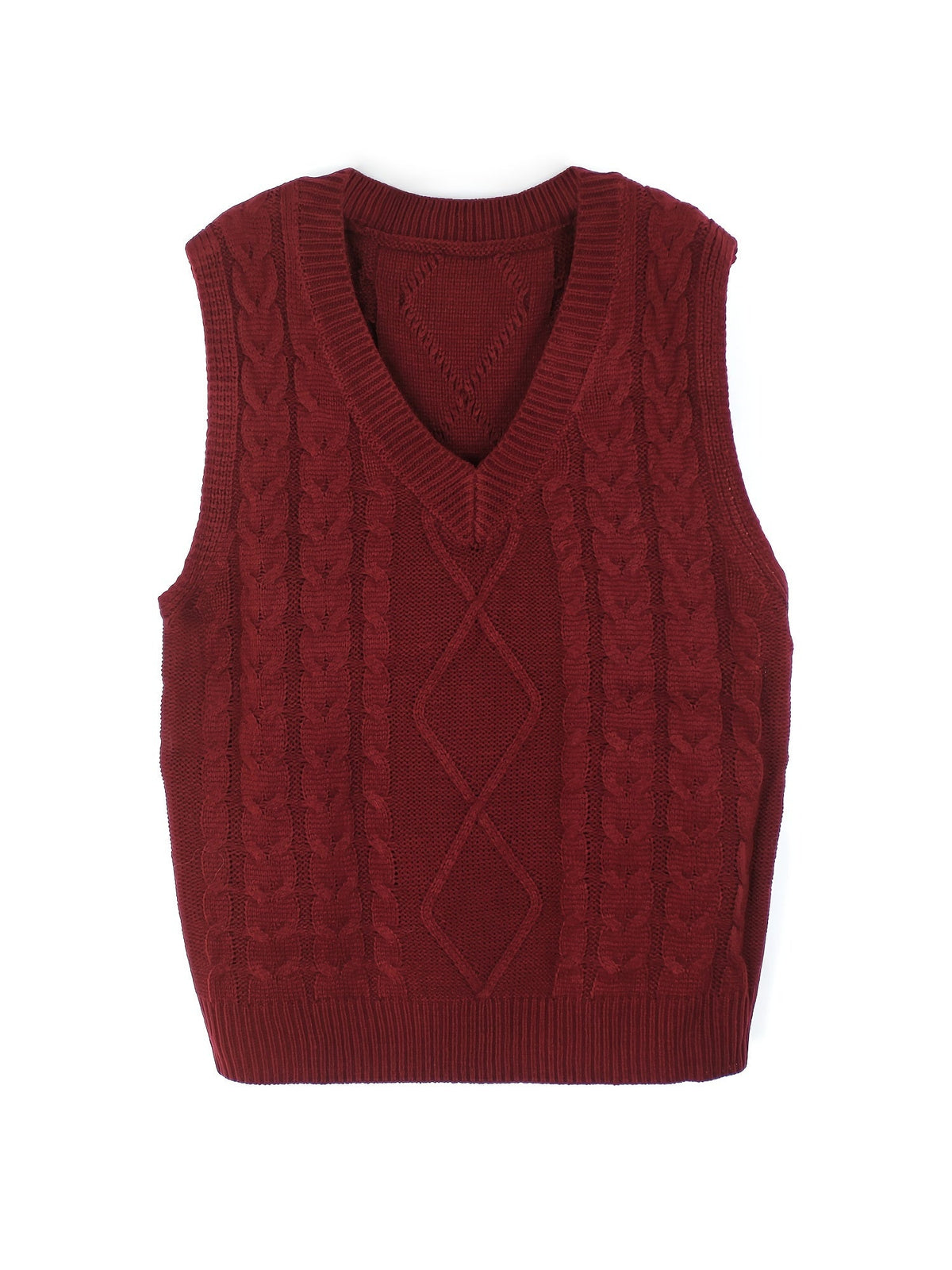 Women's Layering Knit Vest with Cable Pattern