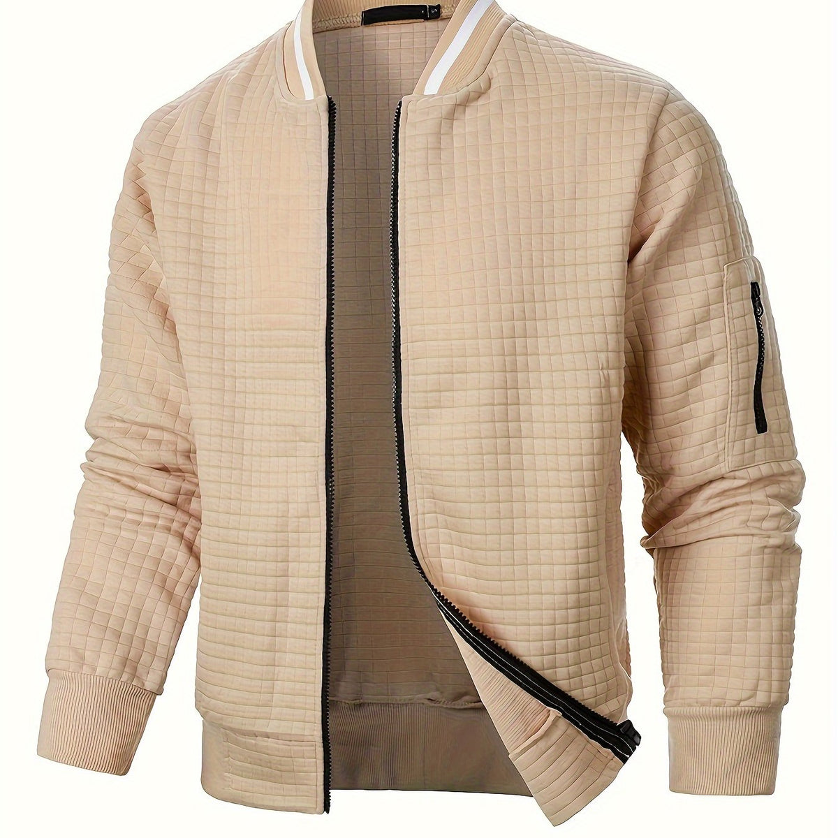 Men's Soft Textured Bomber Style Zip Jacket