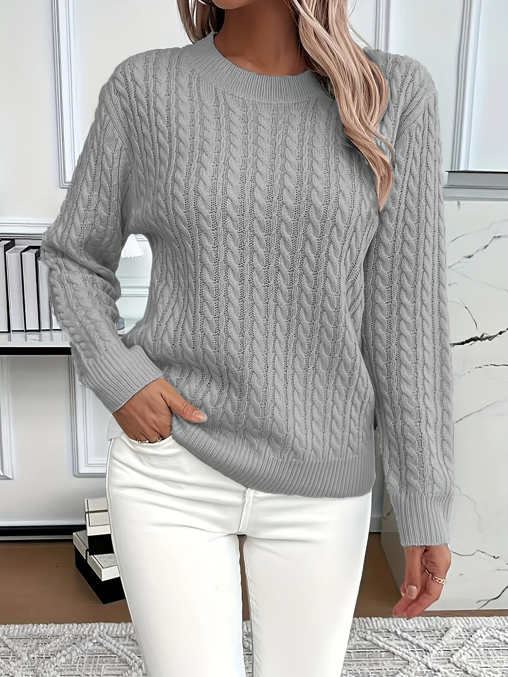Women's Easy-Fit Classic Cable Sweater