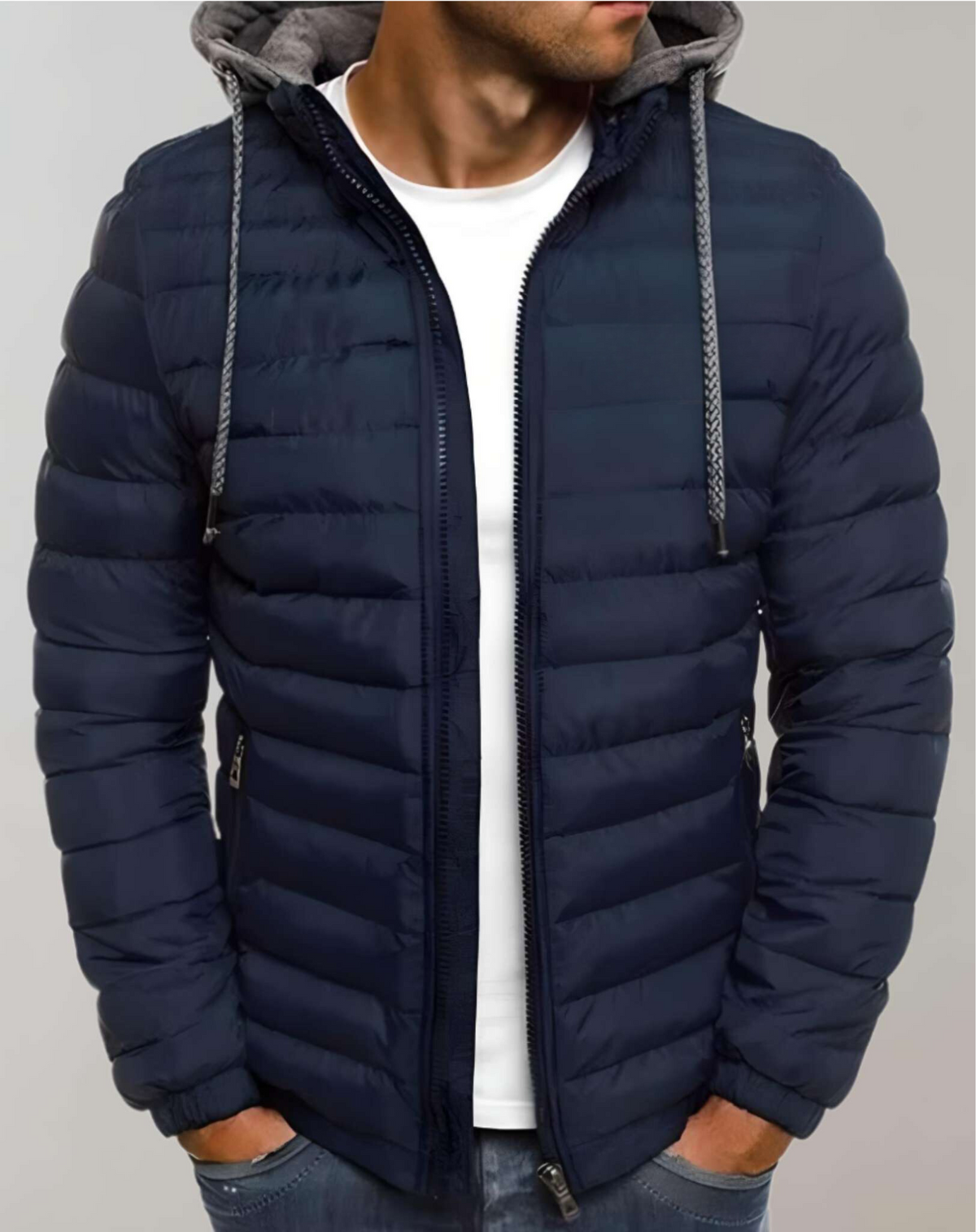 Men's Light Insulated Puffer with Hood and Stretch Cuffs