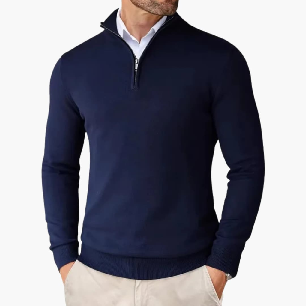 Men's Clean Line Quarter Zip Casual Sweater Top
