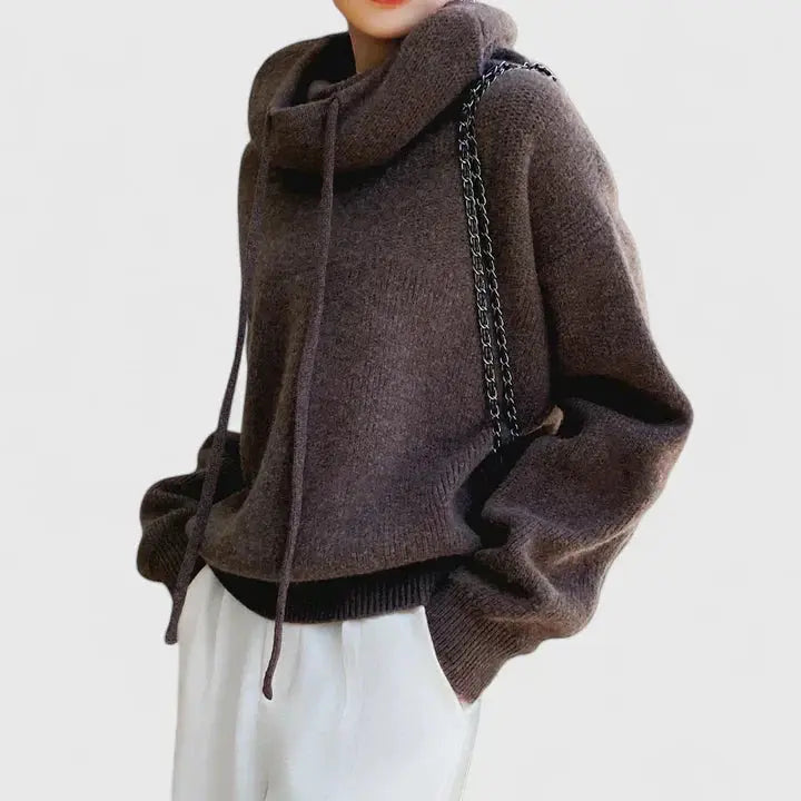 Women's Cozy Loose Ribbed Hooded Knit Sweater