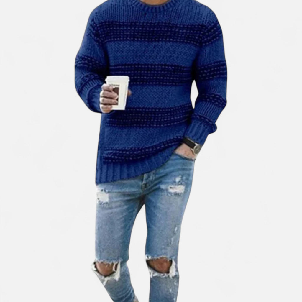 Men's Plain Crew Neck Midweight Cold Weather Sweater Top