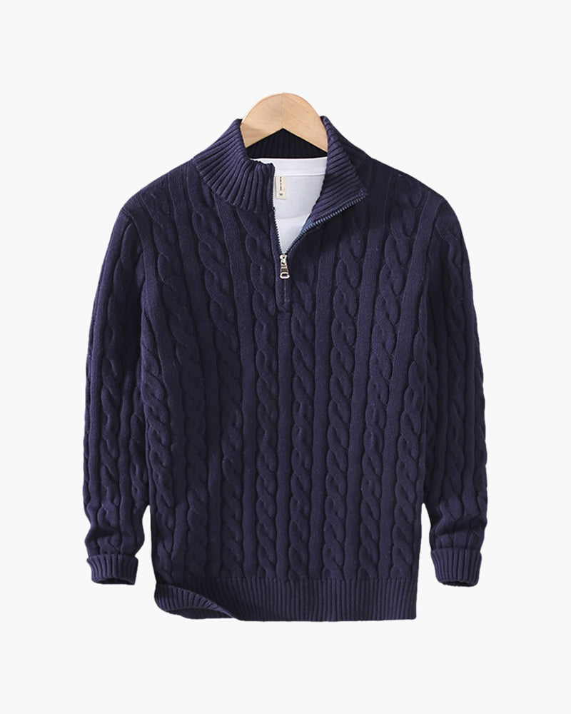 Men's Warm Cable Knit Half Zip Pullover Top