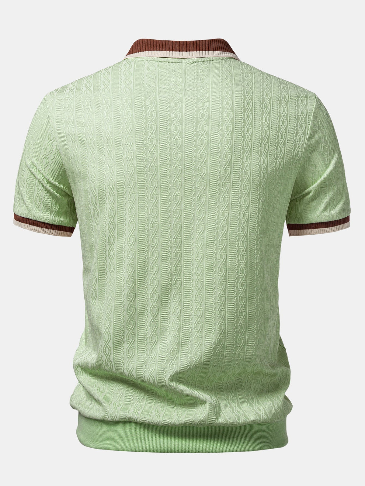 Men's Elevated Patterned Knit Half-Zip Polo Top