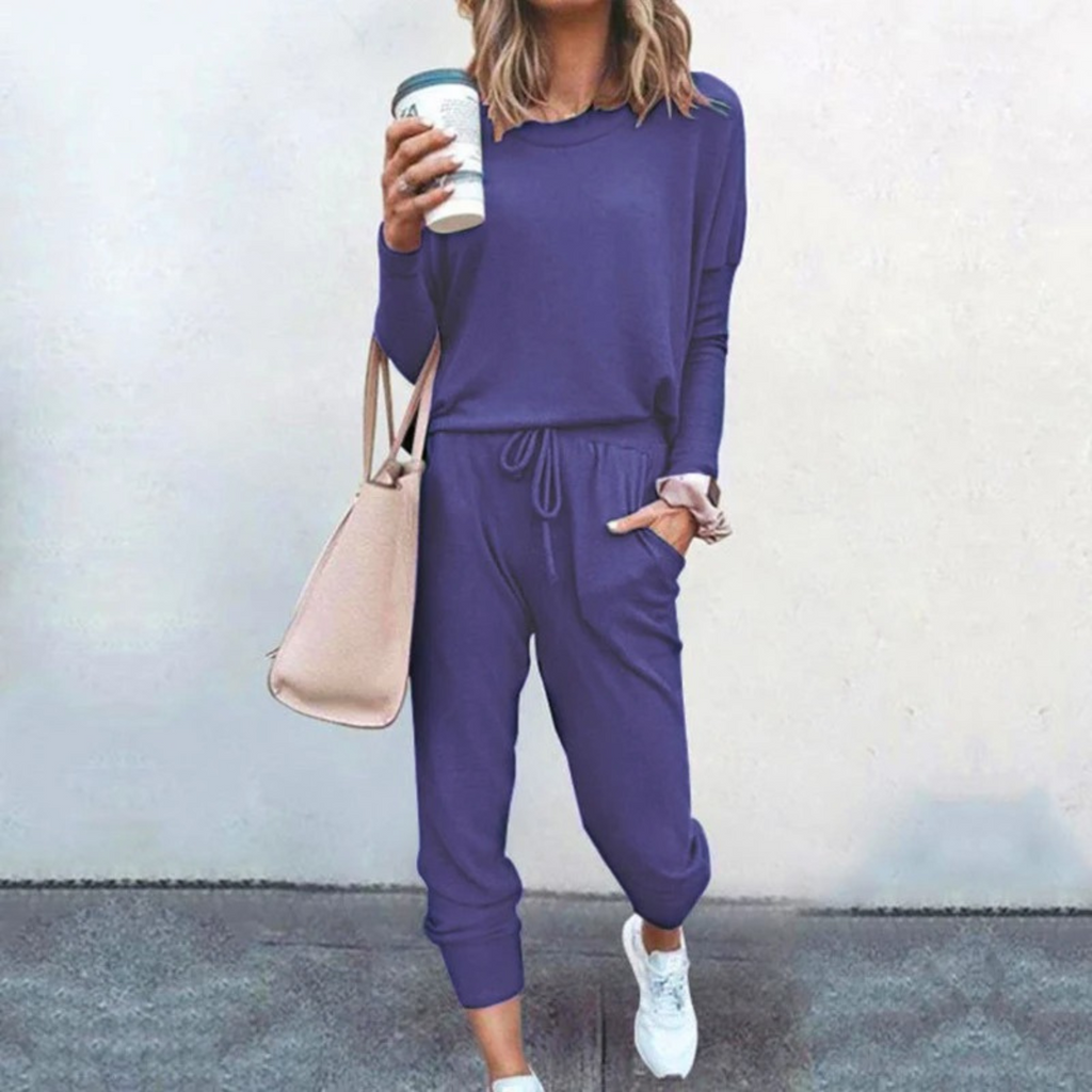 Women's Soft Drape Top Gathered Cuff Jogger Set