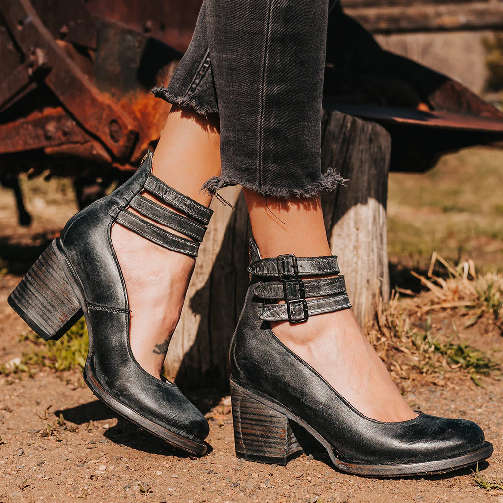 Women's Sturdy Square Block Heel Strapped Ankle Boots