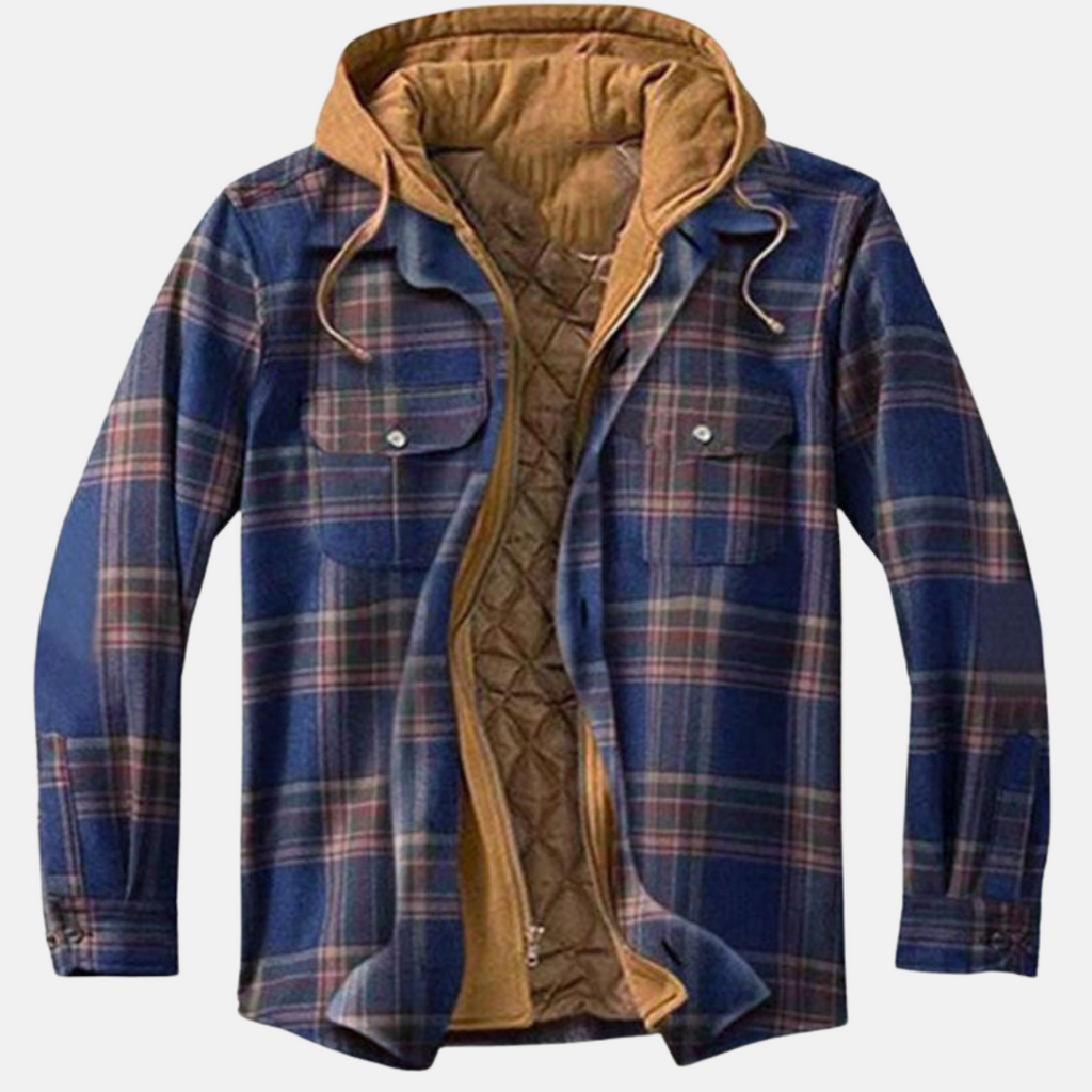 Men's Quilted Shacket with Attached Hood