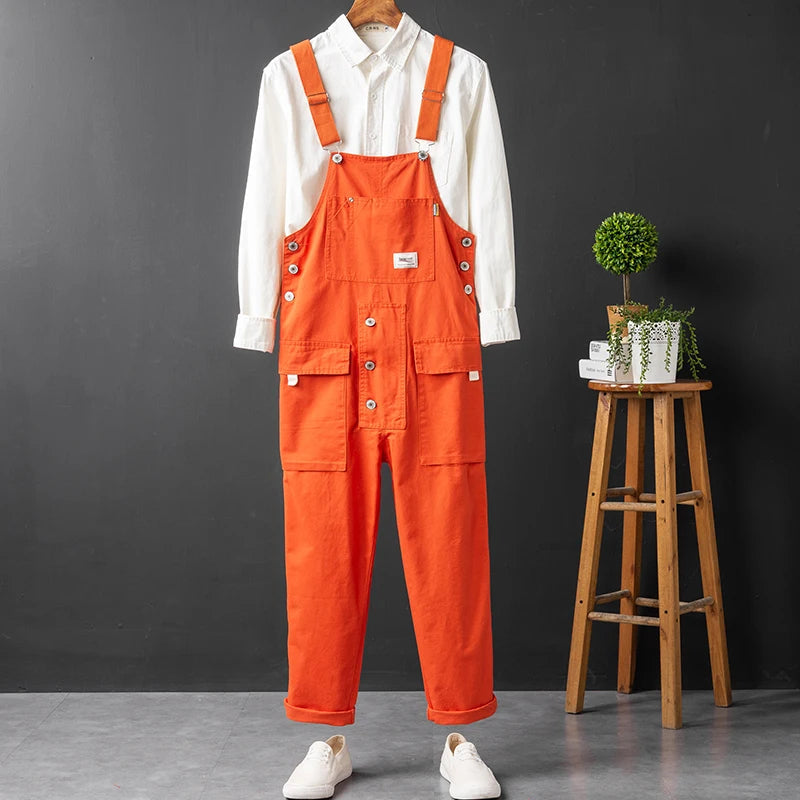 Men's Adjustable Strap Multi-Pocket Workwear Overalls