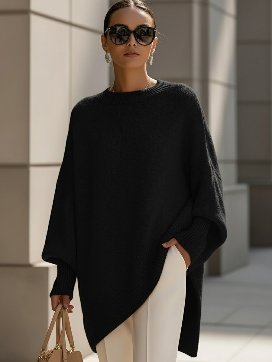 Women's Soft Drape Loose Ribbed-Cuff Sweater