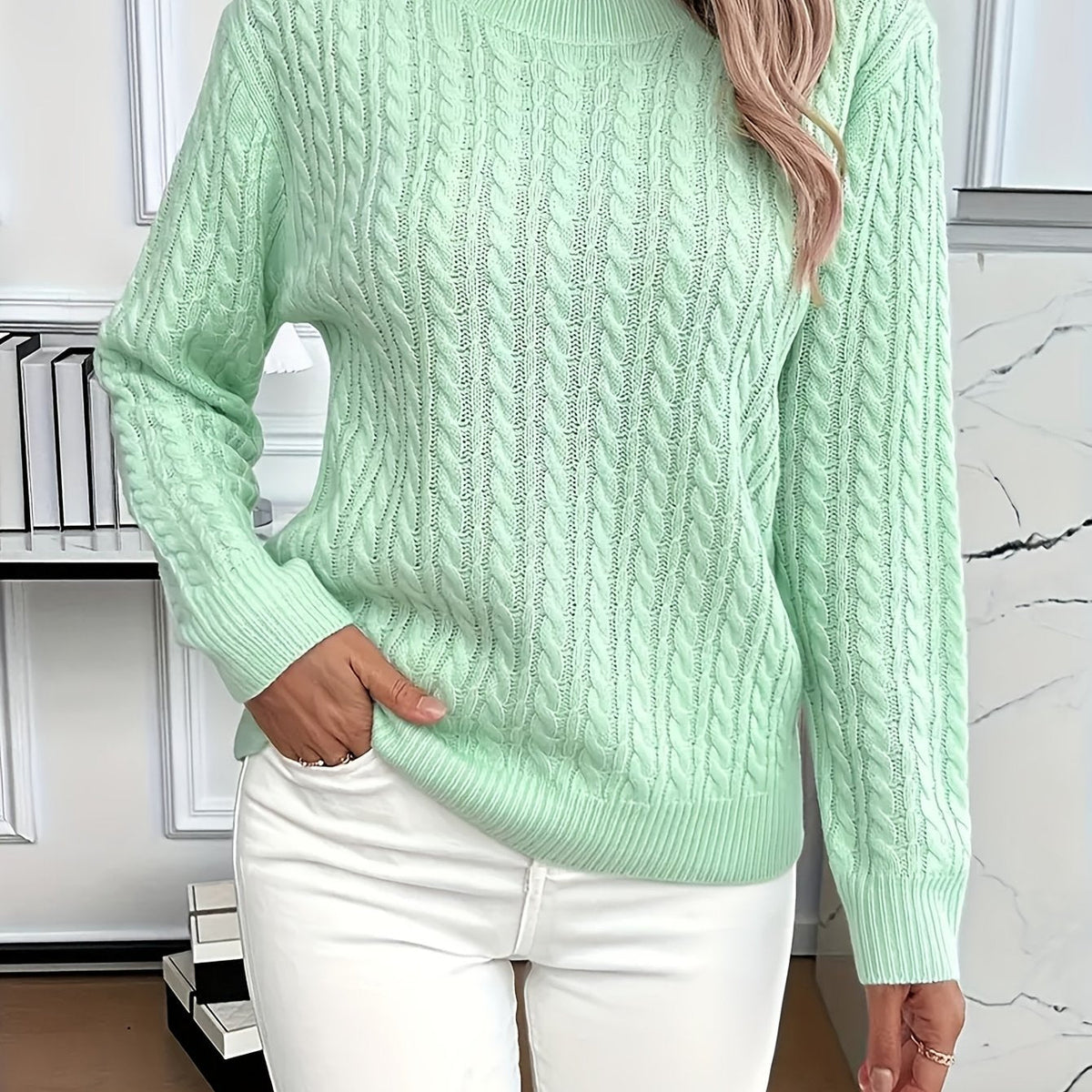 Women's Easy-Fit Classic Cable Sweater