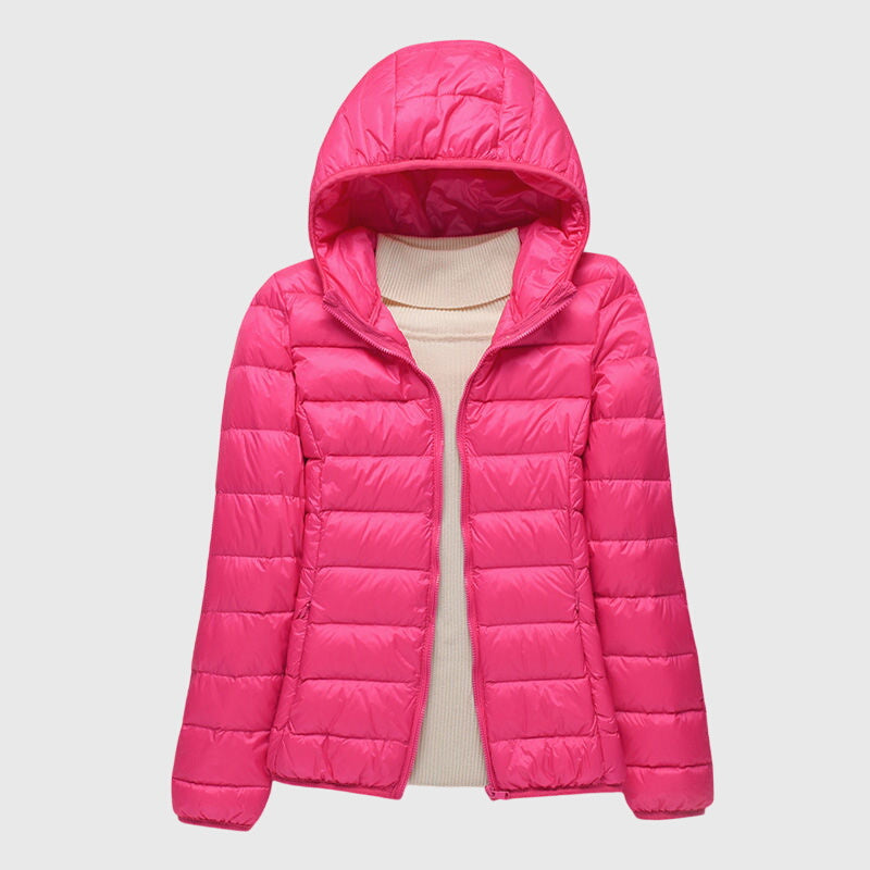 Women's Featherweight Padded Rain Jacket with Hood