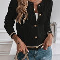 Women's Subtle Cable Textured Cardigan Sweater