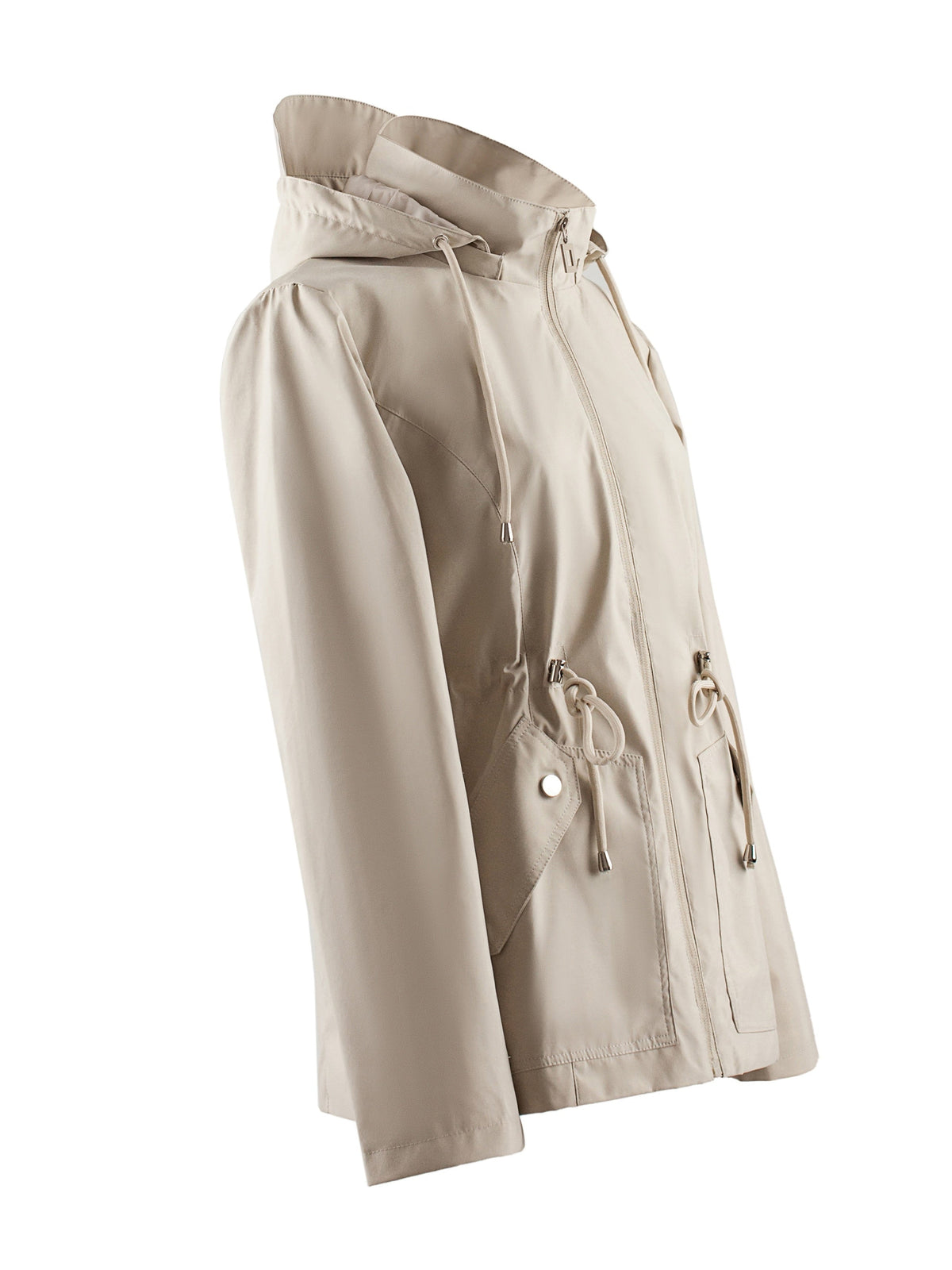 Women's Drawstring Waist Hooded Lightweight Windbreaker