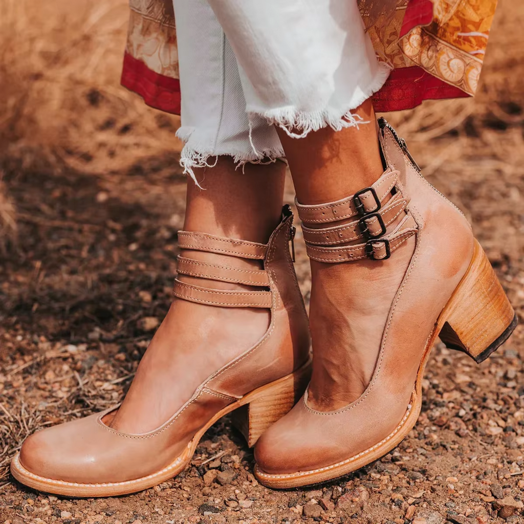 Women's Sturdy Square Block Heel Strapped Ankle Boots