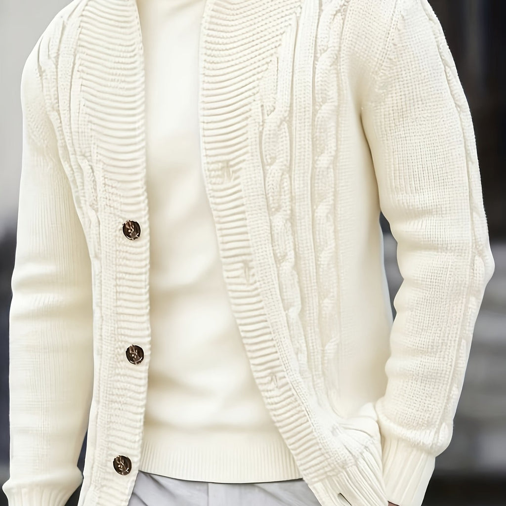 Men's Classic Shawl Neck Cable Knit Layering Cardigan