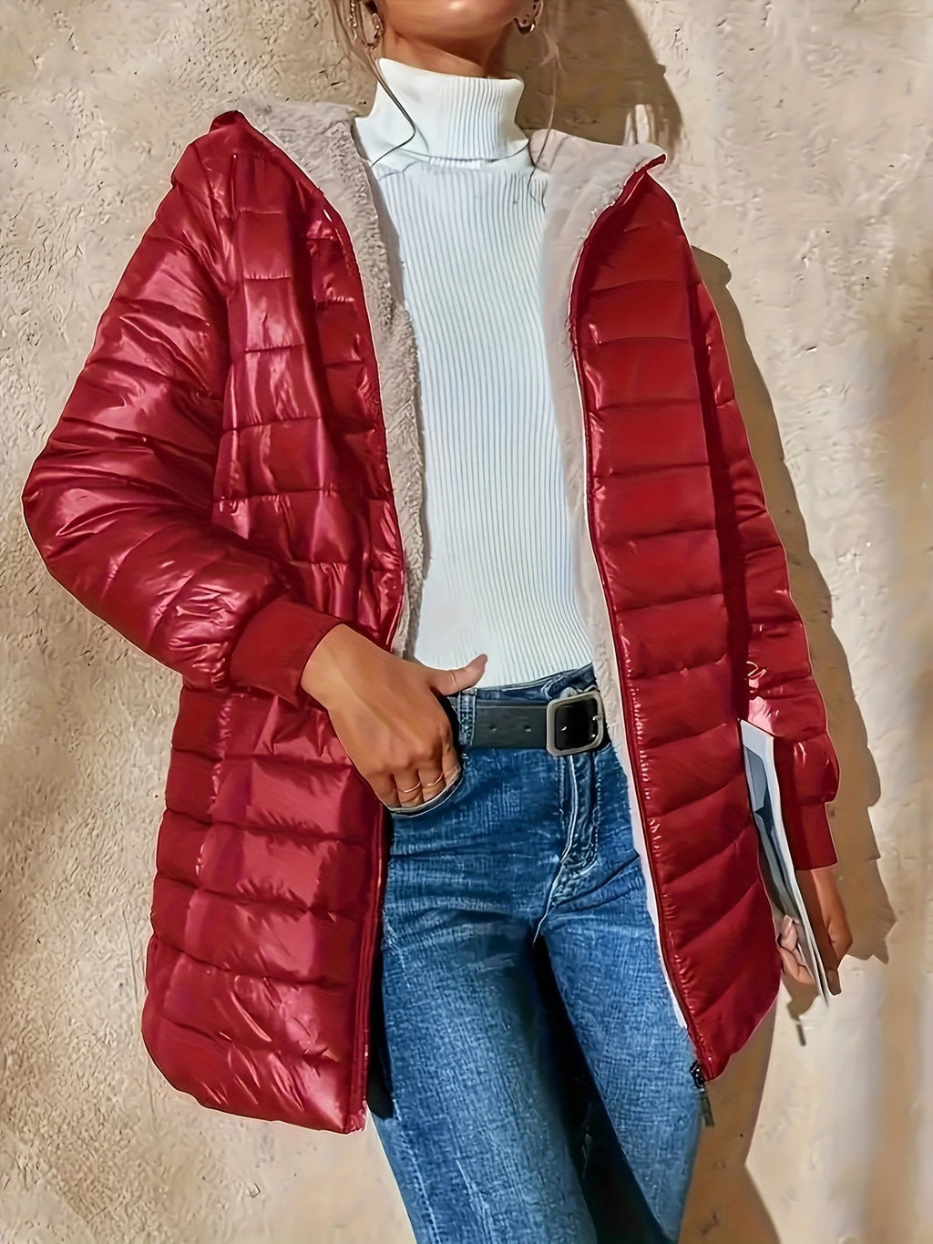 Women's Long Lined Quilted Puffer Coat