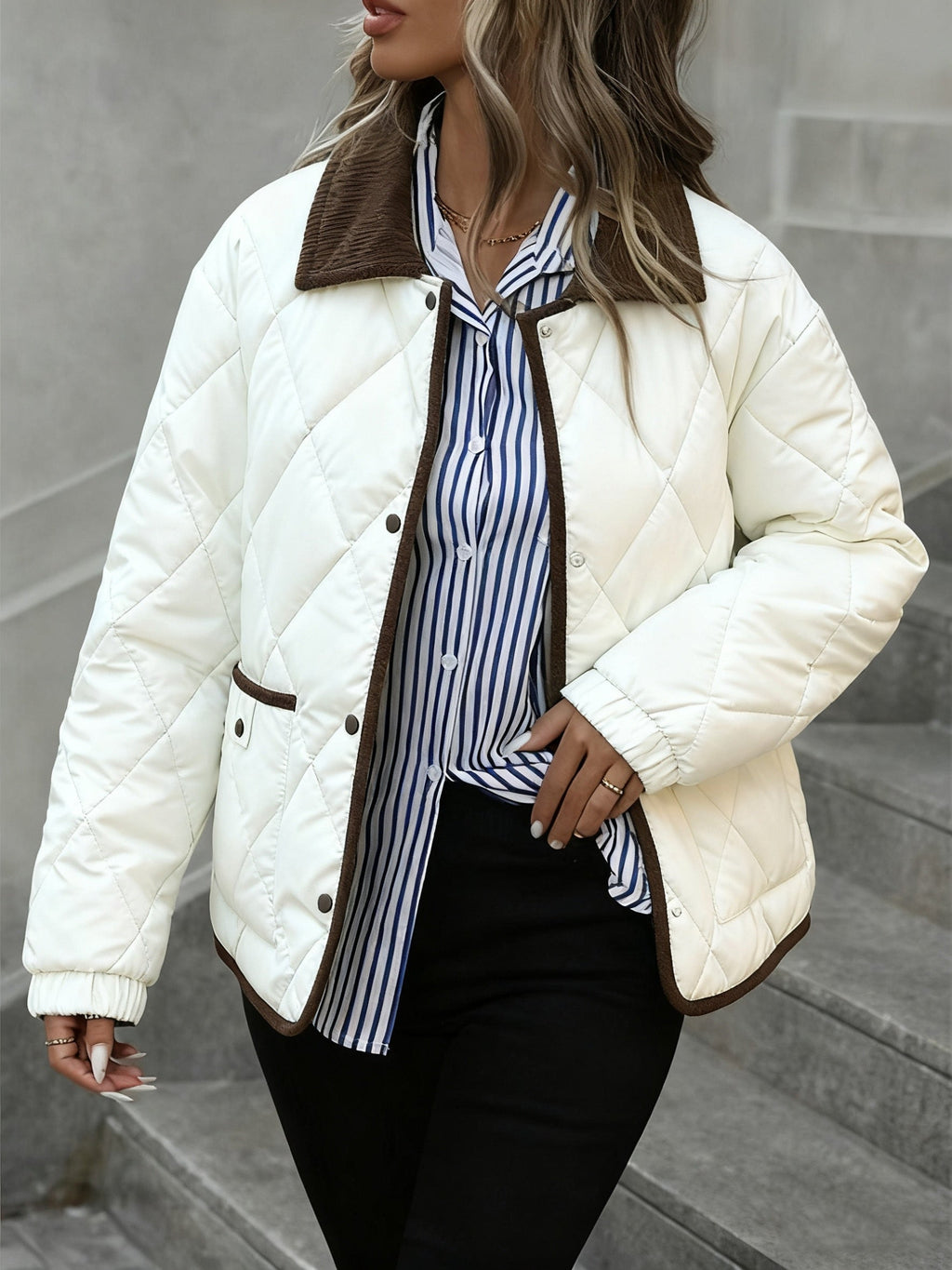 Women's Quilted Diamond-Stitch Puffer Coat