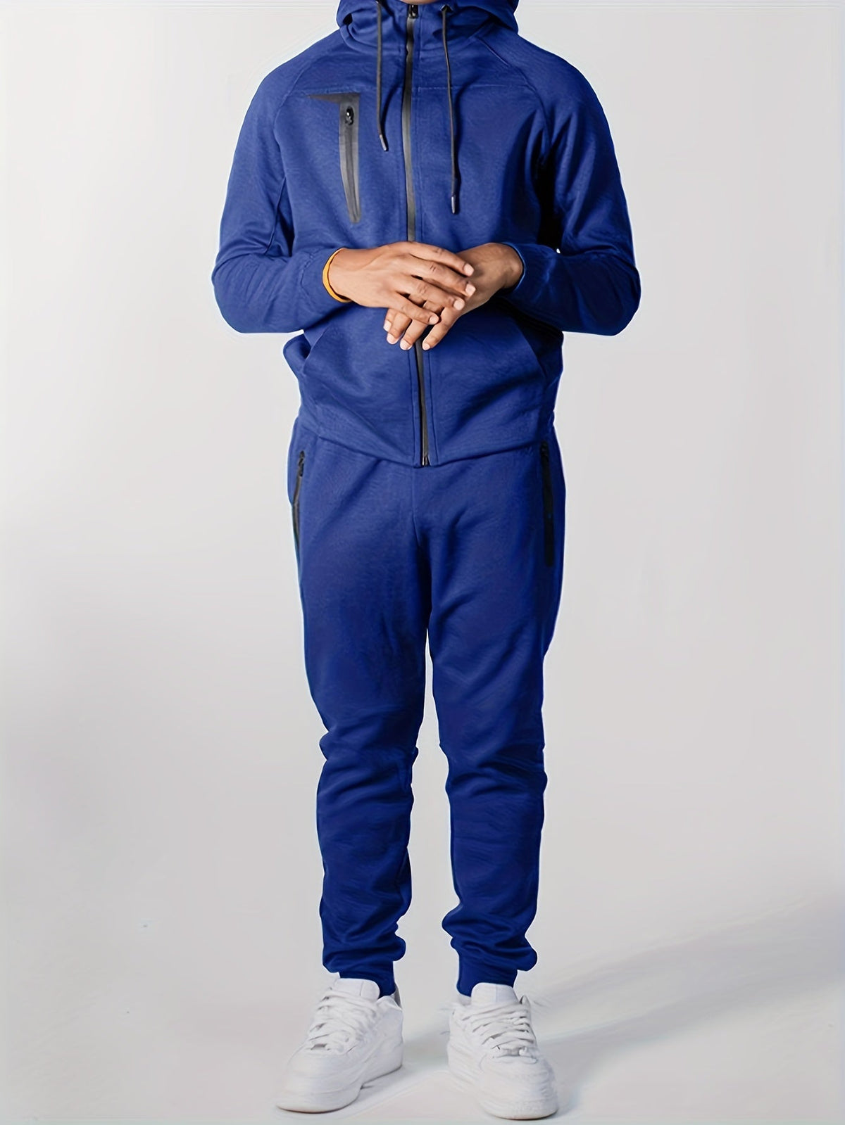 Men's Stretch Hooded Top Matching Jogger Tracksuit