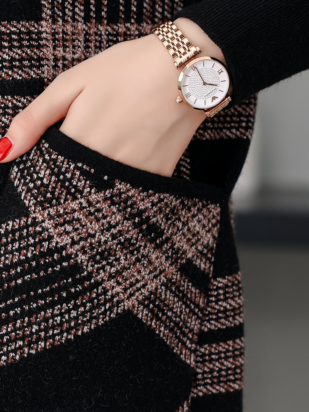 Women's Relaxed Check Print Hooded Zipper Jacket