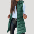 Women's Long Quilted Puffer Gilet with Hood