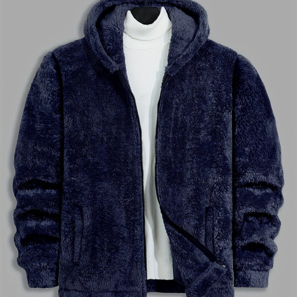 Men's Full Zip Hooded Cozy Plush Jacket
