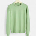 Men's Stretch Ribbed Trim Round Neck Fitted Sweater