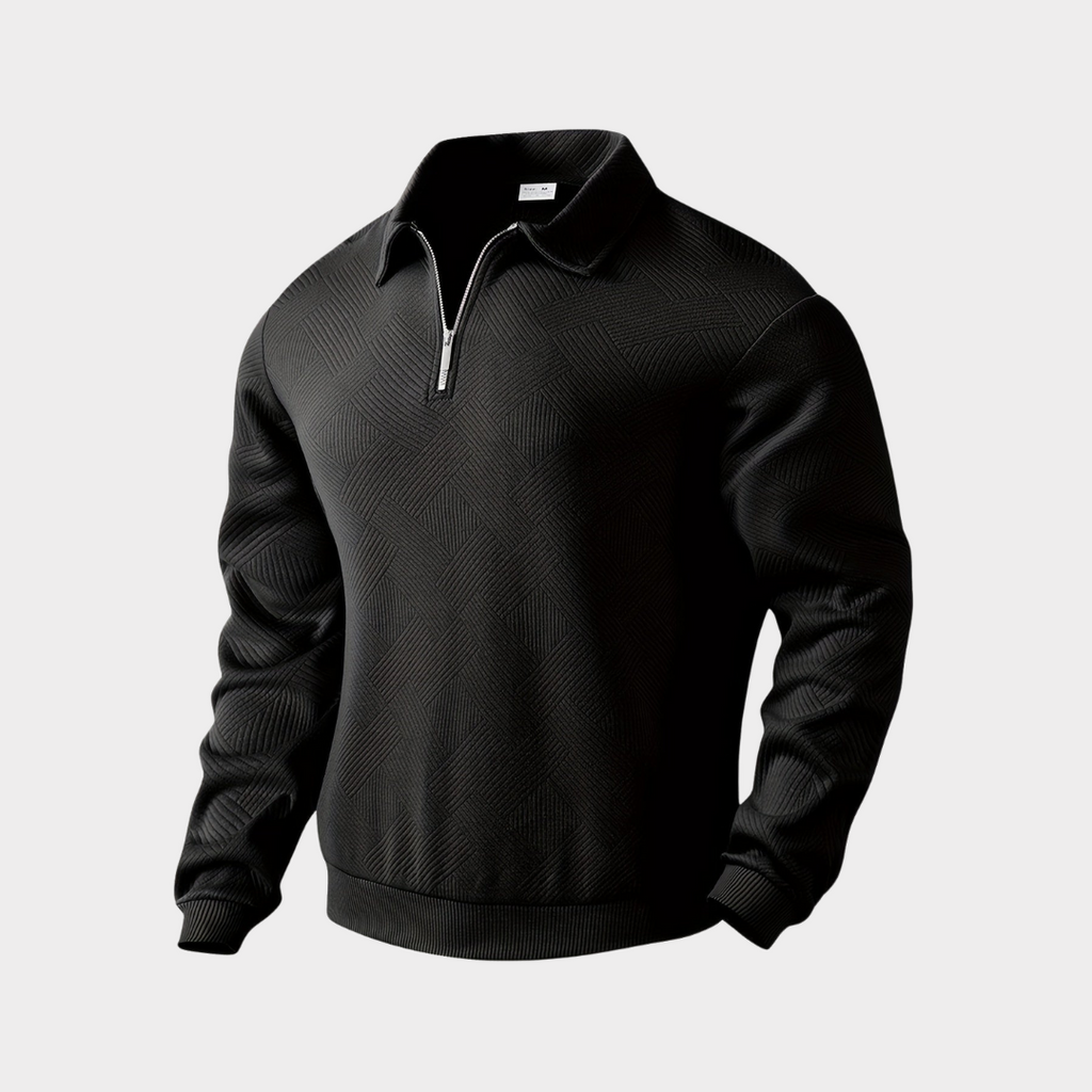 Men's Cool Weather Half Zip Textured Knit Sweatshirt