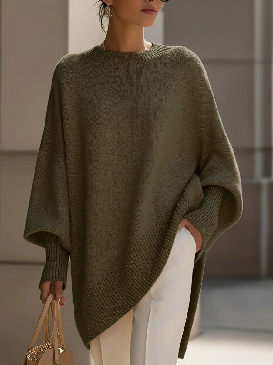 Women's Roomy Fit Layered Wool-Blend Everyday Sweater