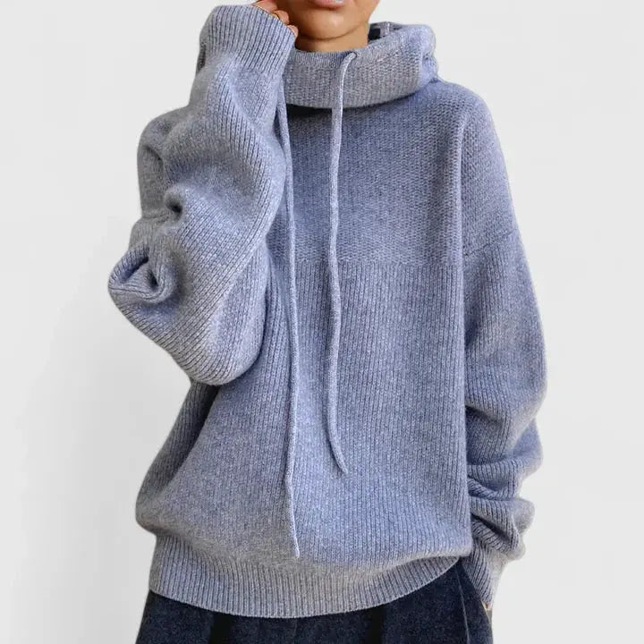 Women's Cozy Loose Ribbed Hooded Knit Sweater