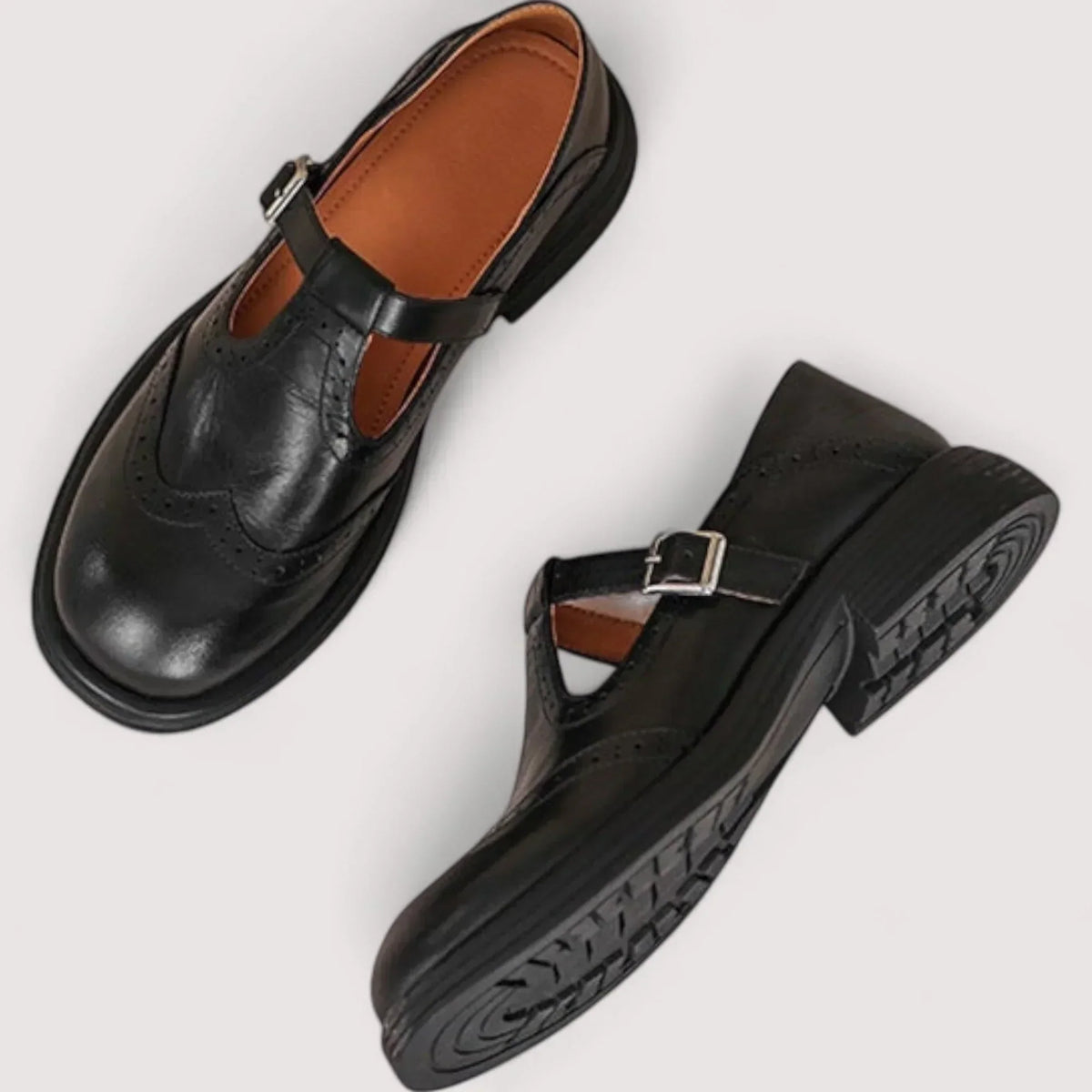Women's Heritage Style Office T-Strap Flat Shoes