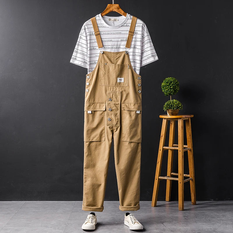 Men's Adjustable Strap Multi-Pocket Workwear Overalls