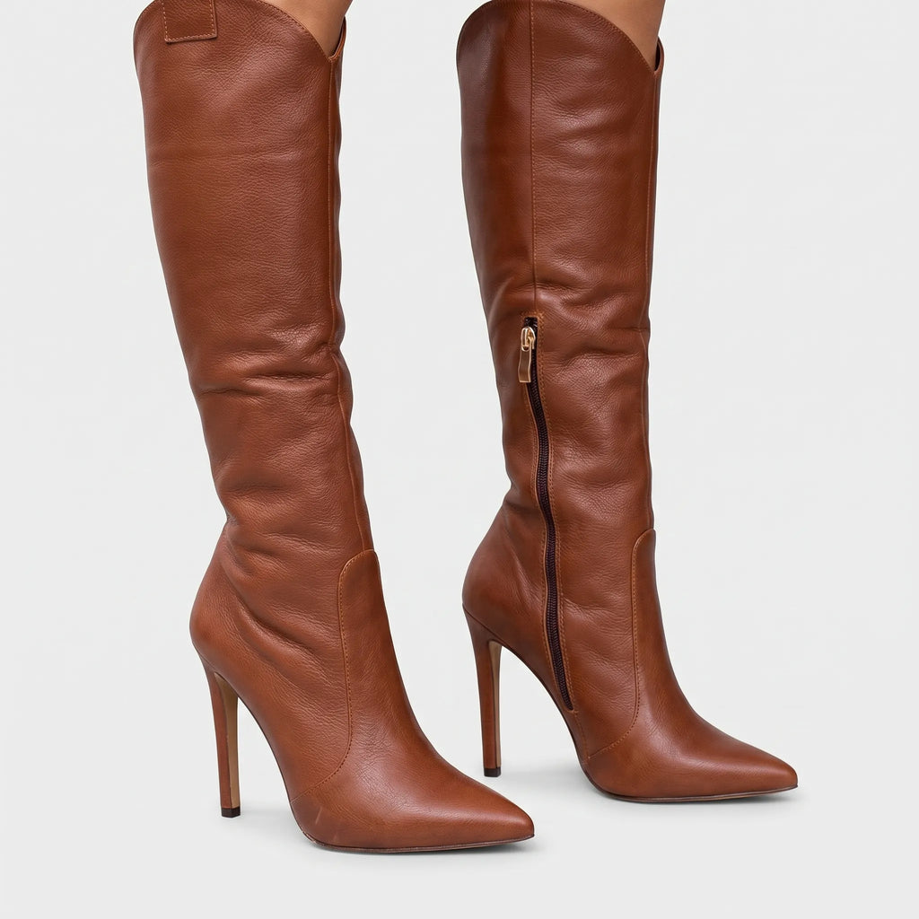 Women's Sleek Stiletto Knee-High Boots with Pointed Toe