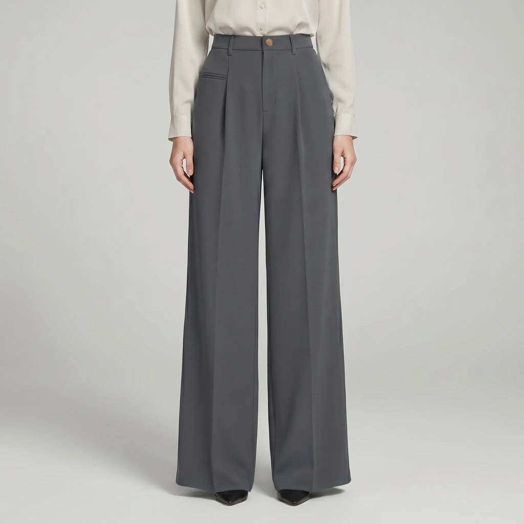 Women's Tailored Front Pleat Flowing Palazzo Pants