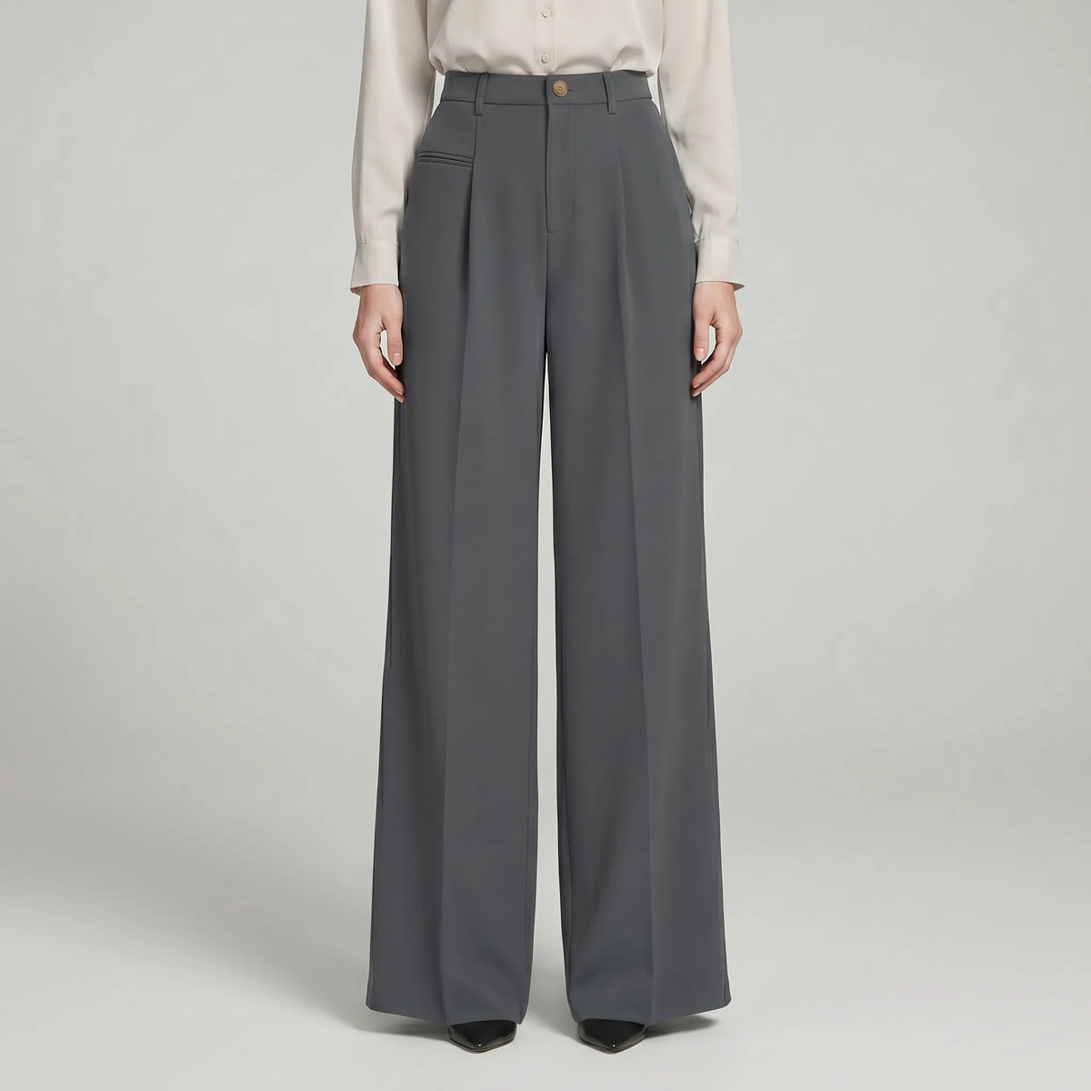 Women's Tailored Front Pleat Flowing Palazzo Pants