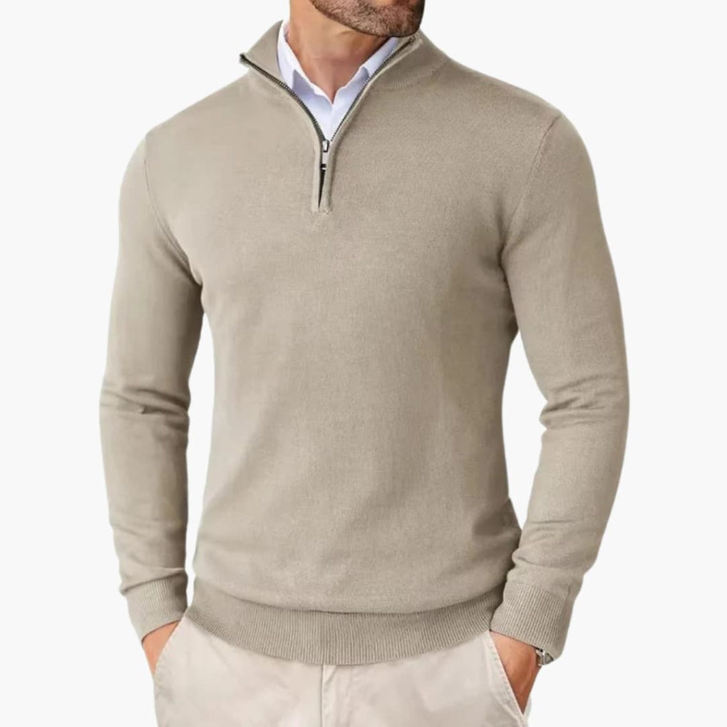 Men's Clean Line Quarter Zip Casual Sweater Top