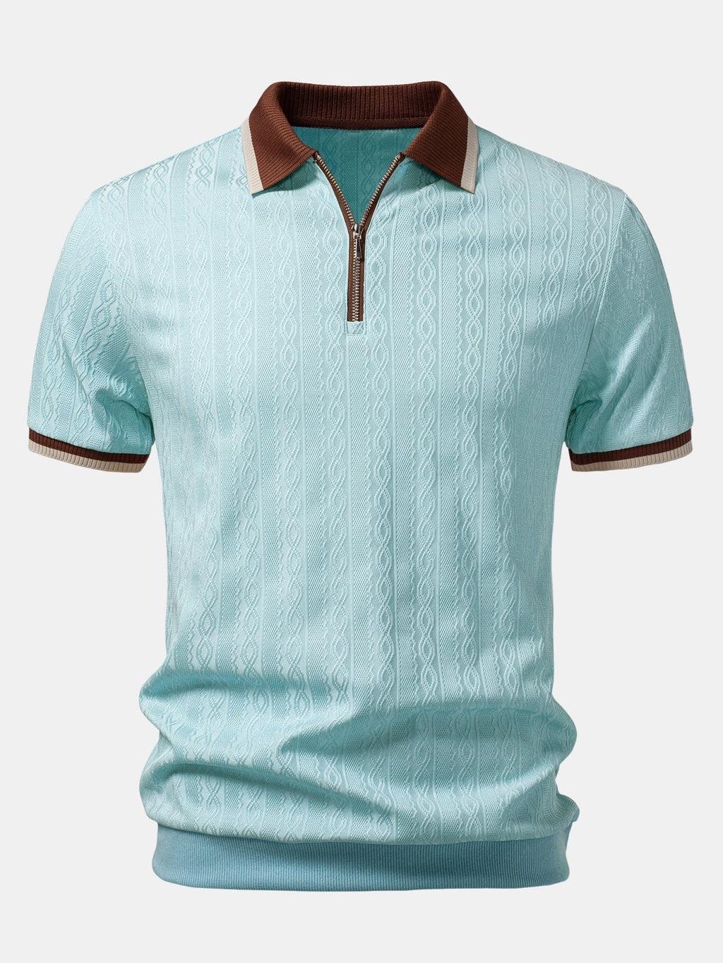 Men's Elevated Patterned Knit Half-Zip Polo Top