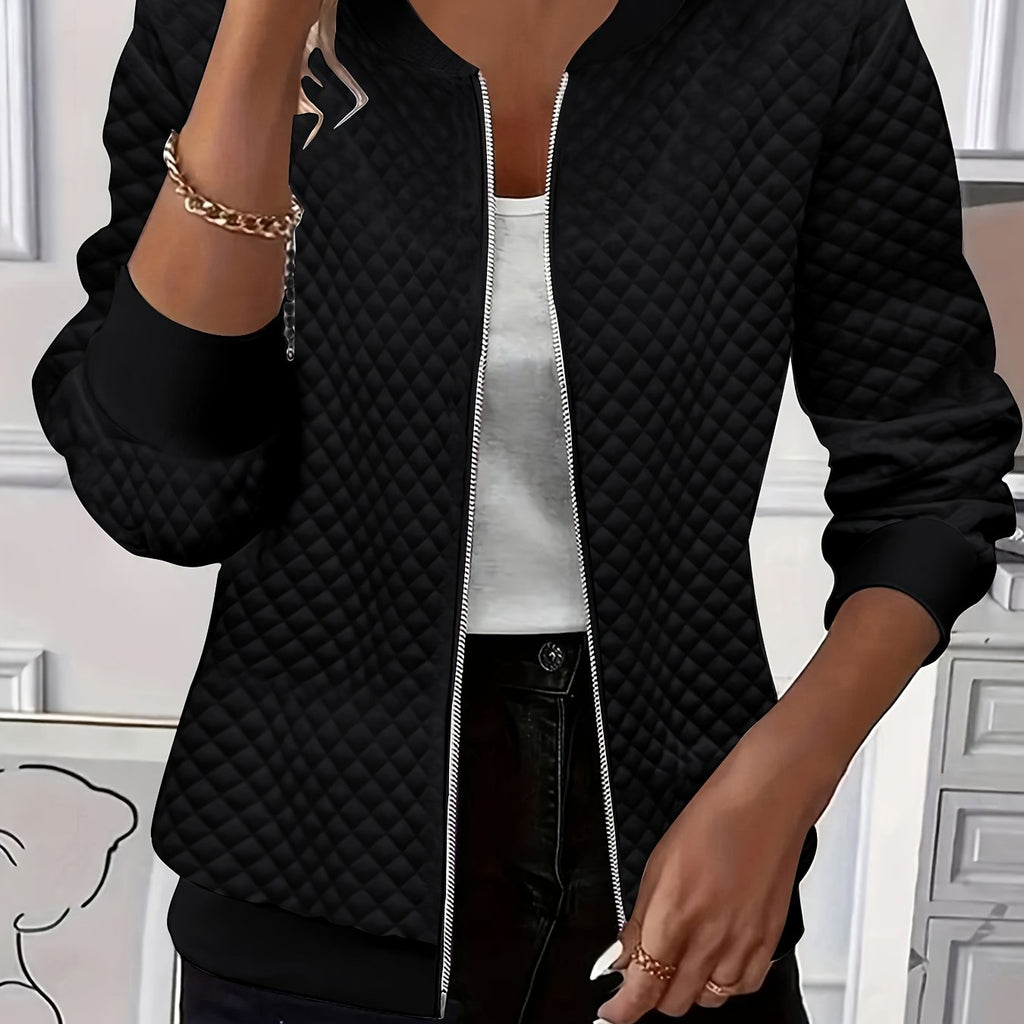 Women's Soft Quilted Coat with Varsity-Style Collar