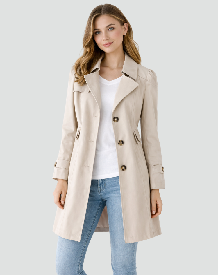 Women's Structured Mid-Length Lapel Trench Topcoat