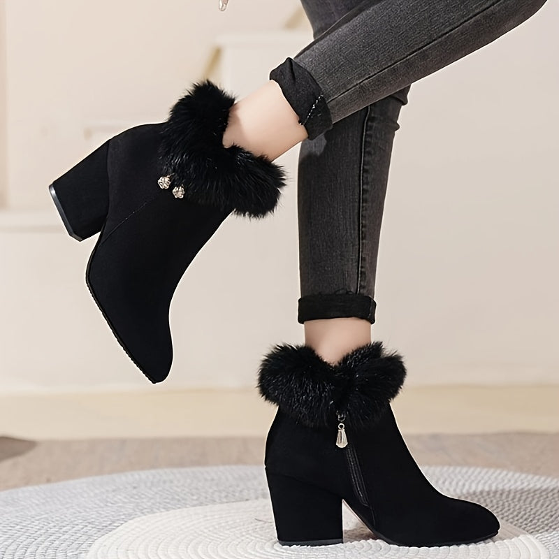 Women's Soft Trim Pointed Ankle Boots for Cold Days